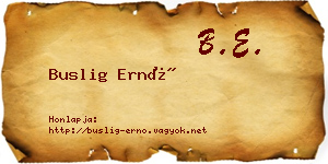 Buslig Ernő névjegykártya